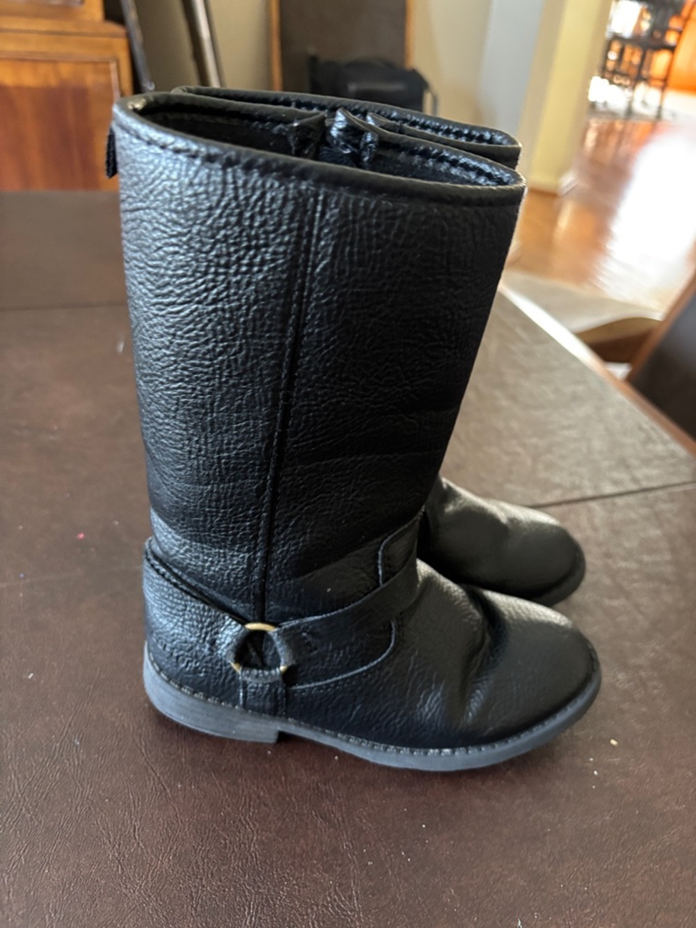 Carter's Black Kids Mid-Calf Riding Boots with Buckle Accent